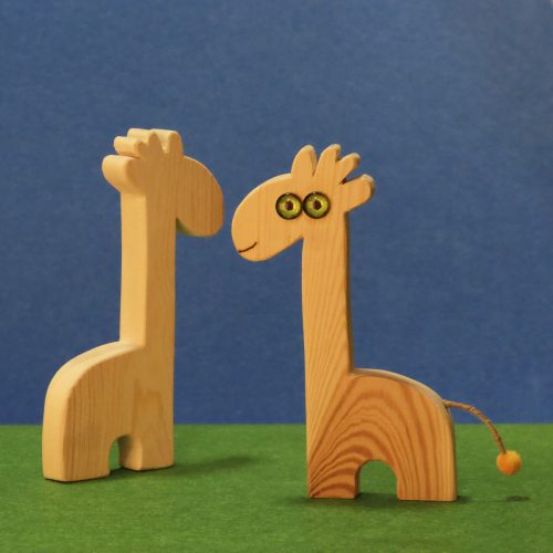 Pareja de jirafas de madera, juguetes naturales