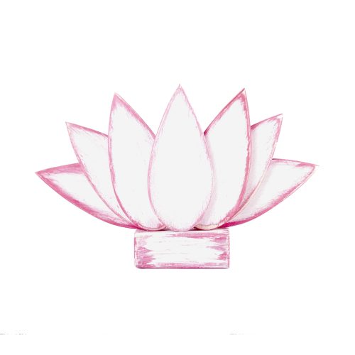 Flor de loto blanca/rosa de 7 pétalos