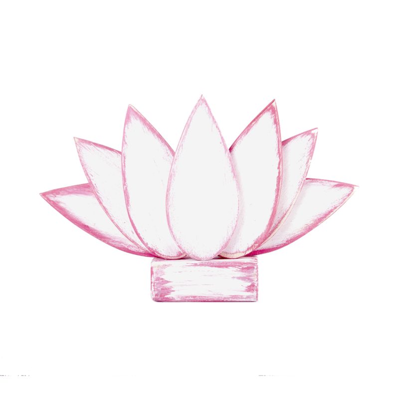 Flor de loto blanca/rosa de 7 pétalos