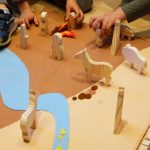 MIni mundo del oeste de madera, juego para niños