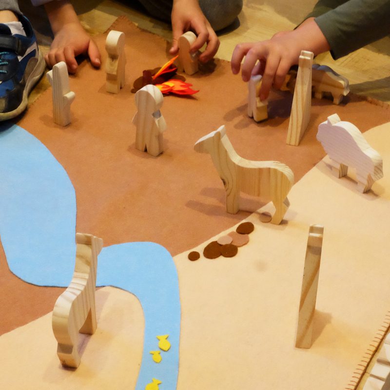 MIni mundo del oeste de madera, juego para niños