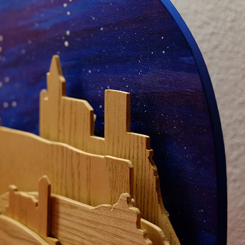 Detalle de las capas de madera del cuadro artesanal de Alcalá la Real.