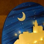 Detalle de iluminación LED del cuadro Fortaleza de la Mota, luna creciente.