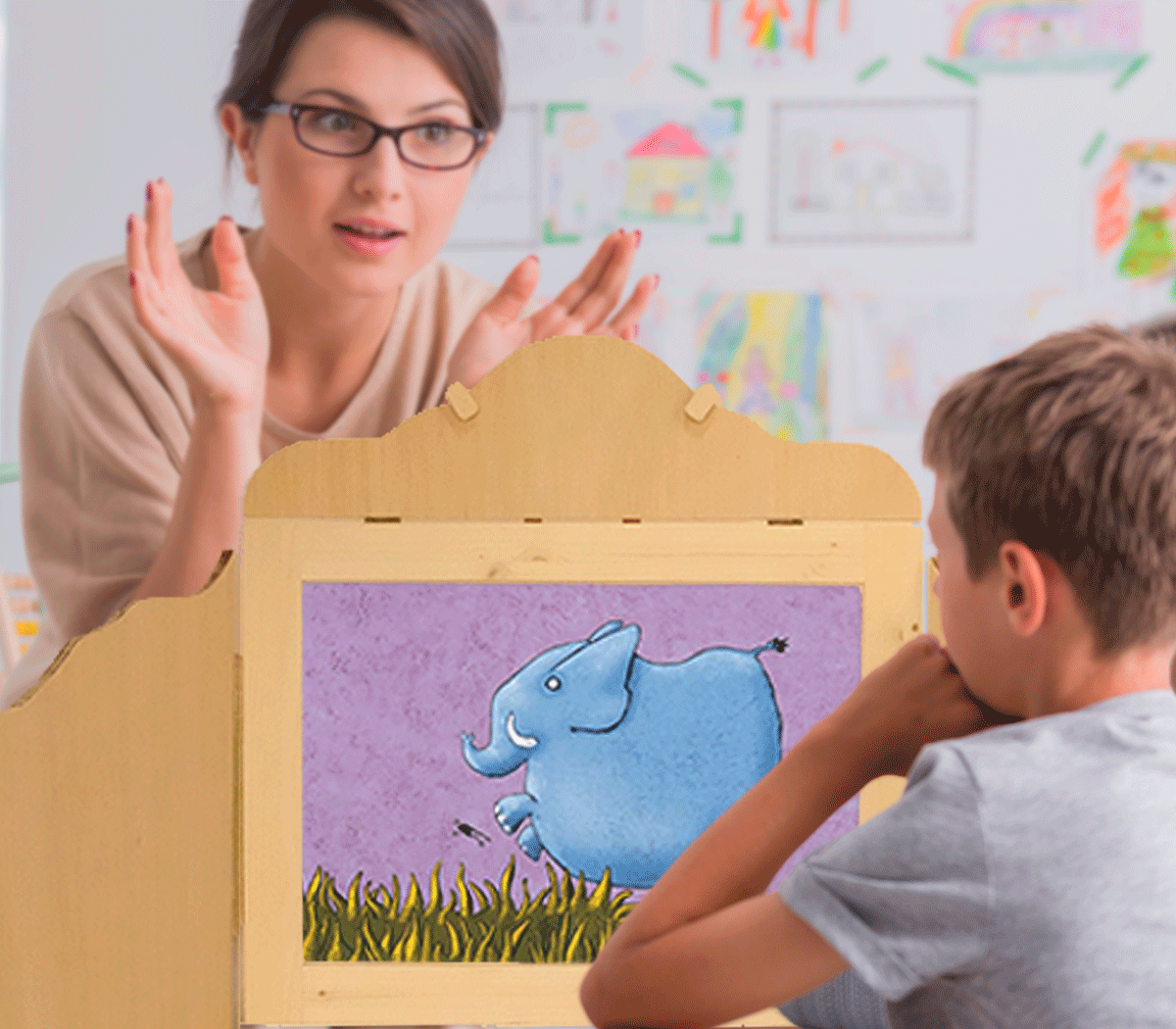 Kamishibai en terapia: terapeuta y niño
